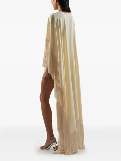 Taller Marmo 1970 Fringe-trim Mini Dress In Neutral