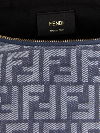 Fendi Small Curved Shoulder Bag With Gold Hardware In Gray
