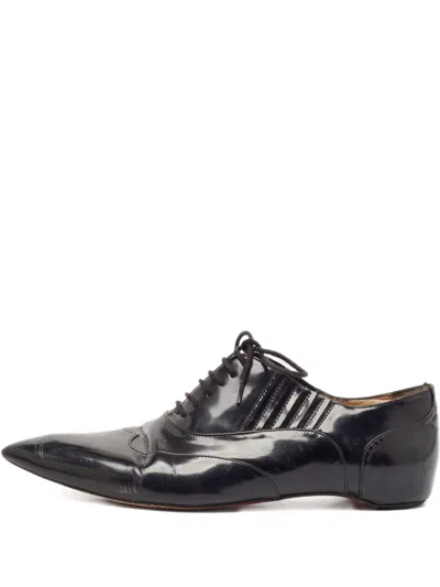 Pre-owned Christian Louboutin Patent-leather Oxford Shoes In Black