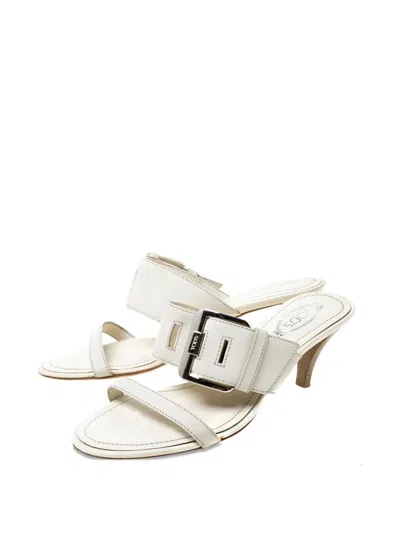 Pre-owned Tod's 2023 60mm Buckle-embellished Sandals In White