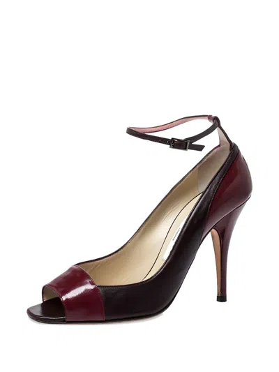 Pre-owned Jimmy Choo 105mm Patent Leather Stiletto Ankle-strap Pumps In Black
