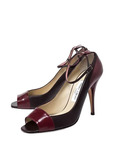 Pre-owned Jimmy Choo 105mm Patent Leather Stiletto Ankle-strap Pumps In Black