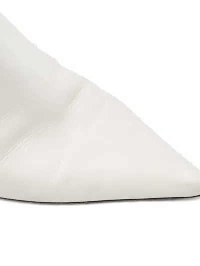 Pre-owned Proenza Schouler 100mm Pointed-toe Striped-heel Ankle Boots In White