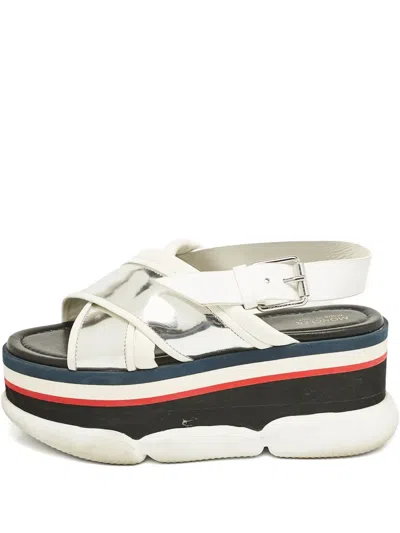 Pre-owned Moncler Zelda Platform Sandals In White