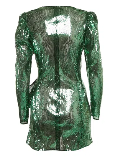 Pre-owned Attico Sequinned Ruffled Dress In Green