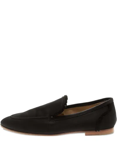 Pre-owned Giuseppe Zanotti Raw-edge Satin Loafers In Black