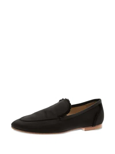 Pre-owned Giuseppe Zanotti Raw-edge Satin Loafers In Black