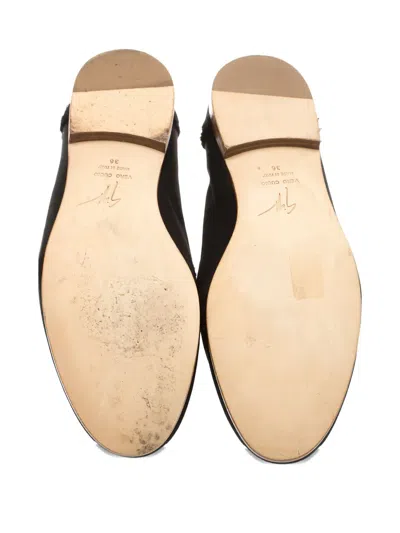 Pre-owned Giuseppe Zanotti Raw-edge Satin Loafers In Black