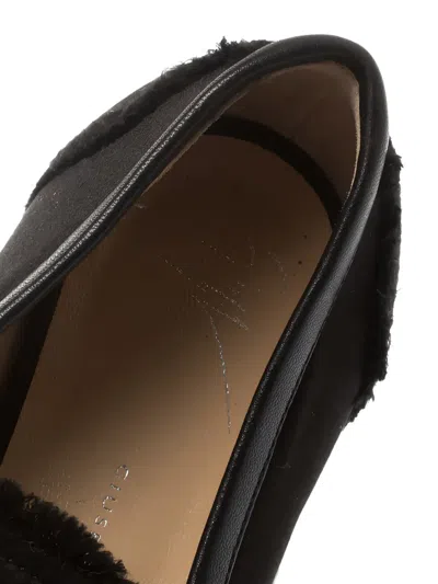 Pre-owned Giuseppe Zanotti Raw-edge Satin Loafers In Black