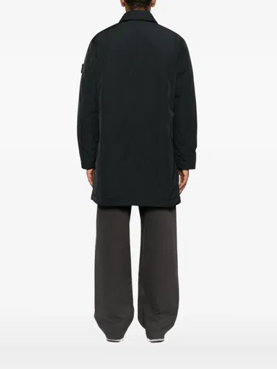Stone Island Patch-pocket Recycled-polyester Coat In Black