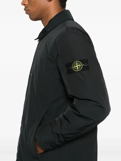 Stone Island Patch-pocket Recycled-polyester Coat In Black