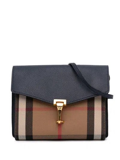 Pre-owned Burberry 2000-2017 Small Leather And House Check Canvas Derby Macken Crossbody Bag