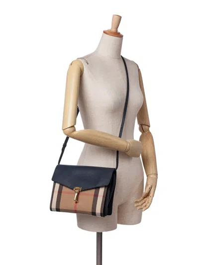 Pre-owned Burberry 2000-2017 Small Leather And House Check Canvas Derby Macken Crossbody Bag