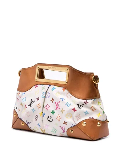 Pre-owned Louis Vuitton 2010 Monogram Multicolore Judy Mm Satchel In White