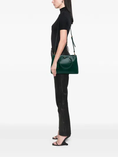 Pre-owned Prada 2000-2025 Medium Saffiano Lux Galleria Satchel In Green