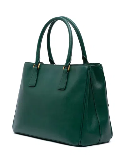 Pre-owned Prada 2000-2025 Medium Saffiano Lux Galleria Satchel In Green