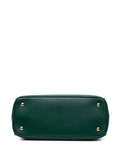 Pre-owned Prada 2000-2025 Medium Saffiano Lux Galleria Satchel In Green