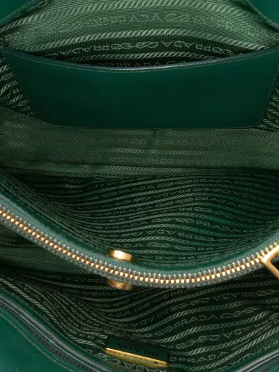 Pre-owned Prada 2000-2025 Medium Saffiano Lux Galleria Satchel In Green