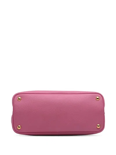 Pre-owned Prada 2010-2025 Small Bicolor Saffiano Cuir Double Satchel In Pink