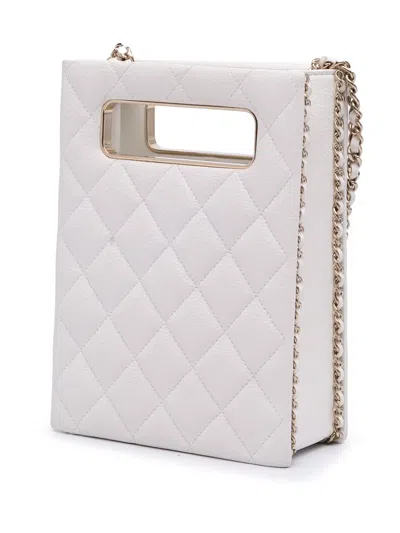 Pre-owned Chanel 2021-2025 Mini Quilted Caviar Cut Out Evening Tote Crossbody Bag