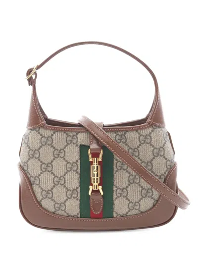 Pre-owned Gucci 2016-2025 Mini Gg Supreme Jackie 1961 Crossbody Bag In Brown