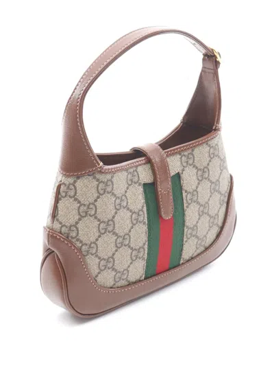 Pre-owned Gucci 2016-2025 Mini Gg Supreme Jackie 1961 Crossbody Bag In Brown