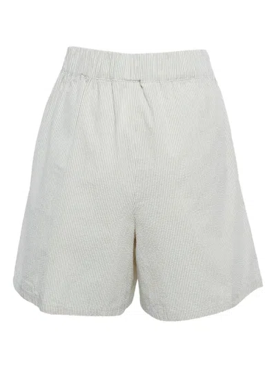 Pre-owned Max Mara Striped Seersucker Shorts In White