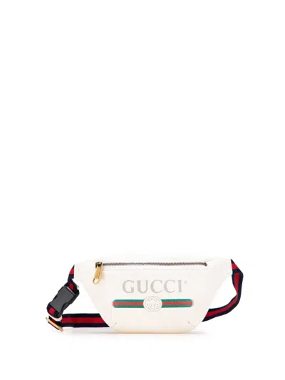Pre-owned Gucci 2000-2015 Logo Leather Belt Bag In White