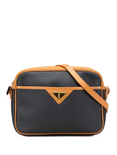 Pre-owned Saint Laurent 20th Century Coated Canvas Crossbody Bag In Black