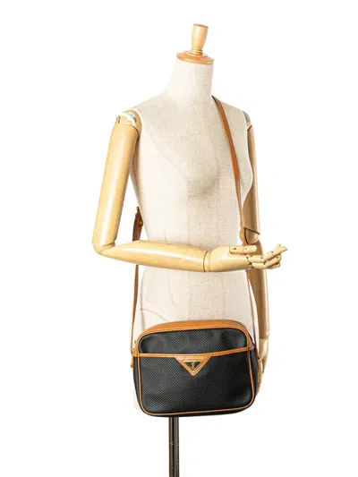 Pre-owned Saint Laurent 20th Century Coated Canvas Crossbody Bag In Black