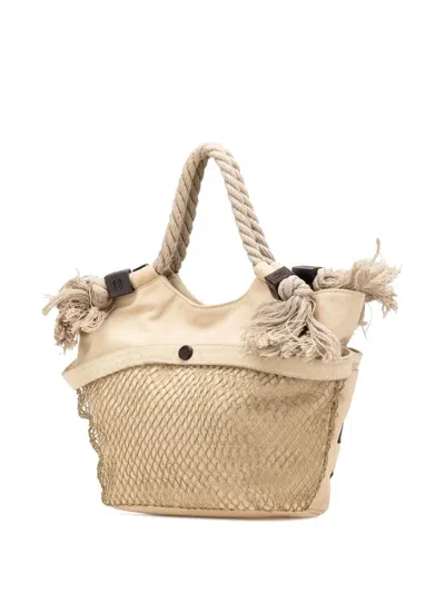 Pre-owned Chanel 2003-2004 Canvas Cruise Rope Cabas Tote Bag In Brown