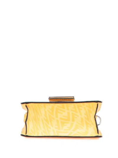 Pre-owned Fendi 2010-2025 Sarah Coleman Coated Canvas Ff Vertigo Phone Holder Crossbody Bag In Yellow