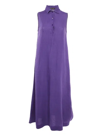 Pre-owned Loro Piana Sleeveless Classic-collar Dress In Purple