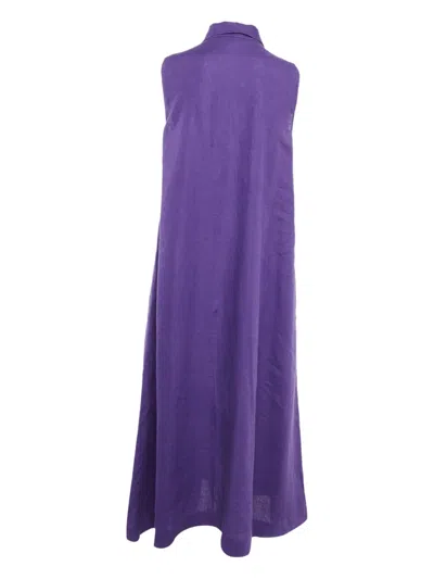Pre-owned Loro Piana Sleeveless Classic-collar Dress In Purple