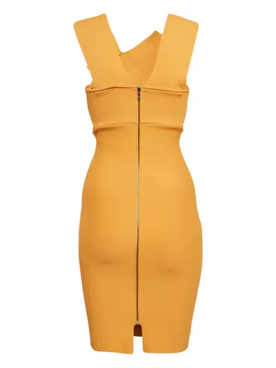 Pre-owned Chatelles Draped-neckline Dress In Yellow