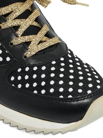 Pre-owned Dolce & Gabbana Polka-dot Floral Sneakers In Black