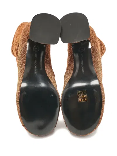 Pre-owned Stella Mccartney 90mm Glitter Zip Ankle Boots In Gold