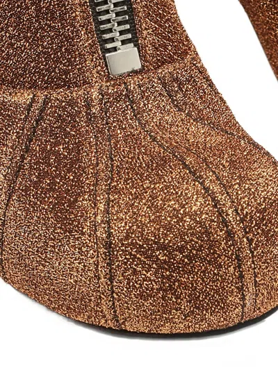 Pre-owned Stella Mccartney 90mm Glitter Zip Ankle Boots In Gold