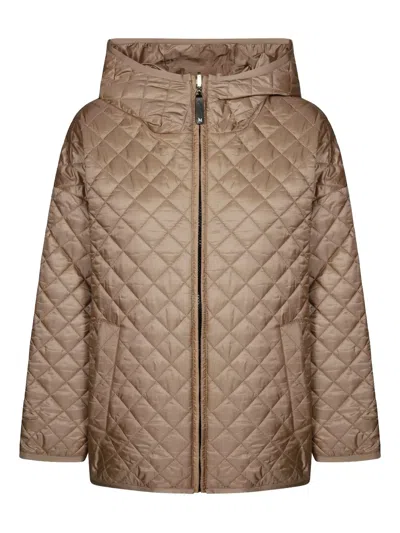 Max Mara Leo Reversible Jacket Cameluxe Padding In Brown