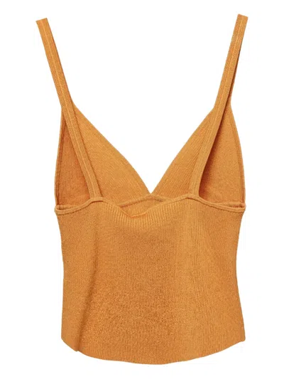 Pre-owned Simkhai Ribbed-knit Top In Orange