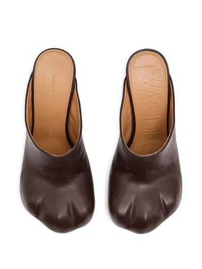 Jw Anderson Leather Heeled Mules In Brown