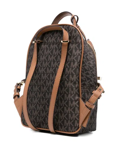 Michael Kors Small Monogram-logo Backpack In Brown