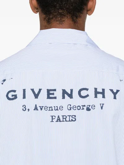 Givenchy Cotton Pinstripe Bowling Shirt In White