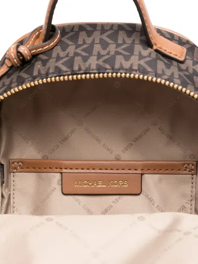 Michael Kors Small Monogram-logo Backpack In Brown