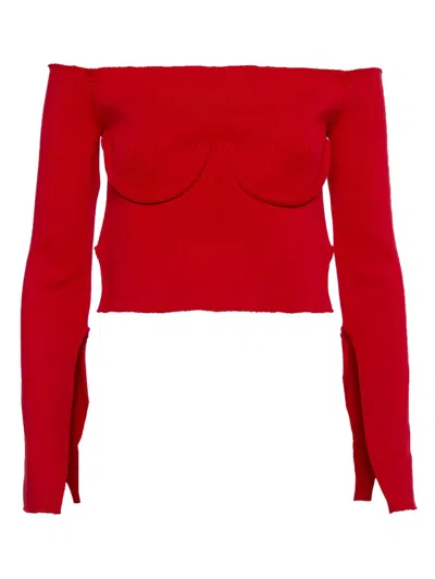Pre-owned Orseund Iris Underwire Ribbed Top In Red