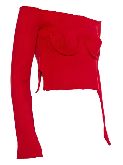 Pre-owned Orseund Iris Underwire Ribbed Top In Red