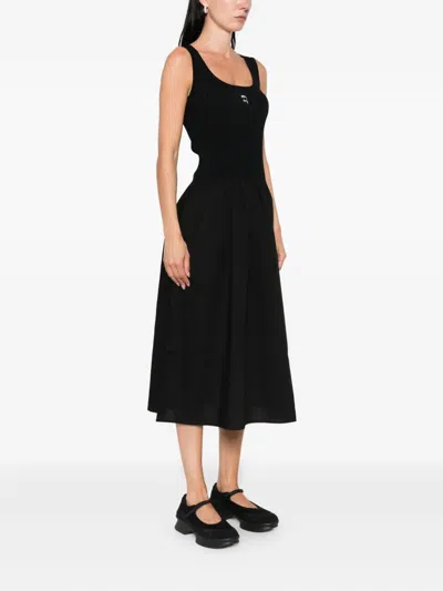 Karl Lagerfeld Ribbed-knit Midi Dress In Black