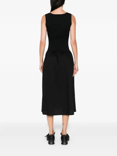 Karl Lagerfeld Ribbed-knit Midi Dress In Black