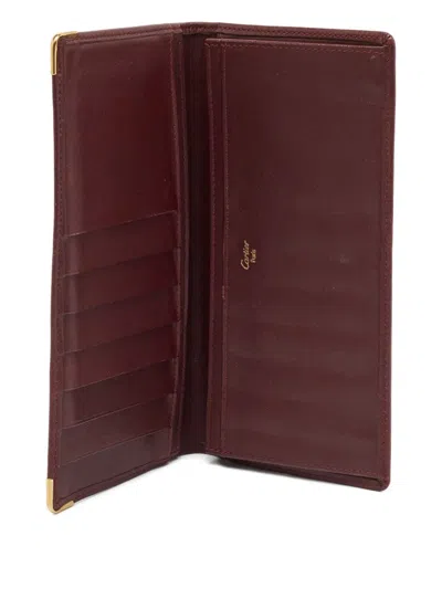 Pre-owned Cartier Leather Gold Corners Wallet In Red