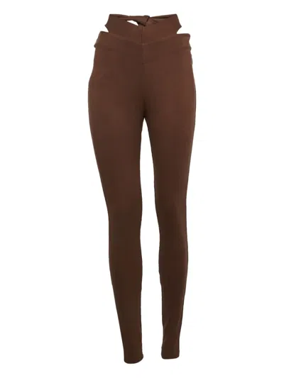 Pre-owned Lpa 2024 Cut-out Trousers In Brown